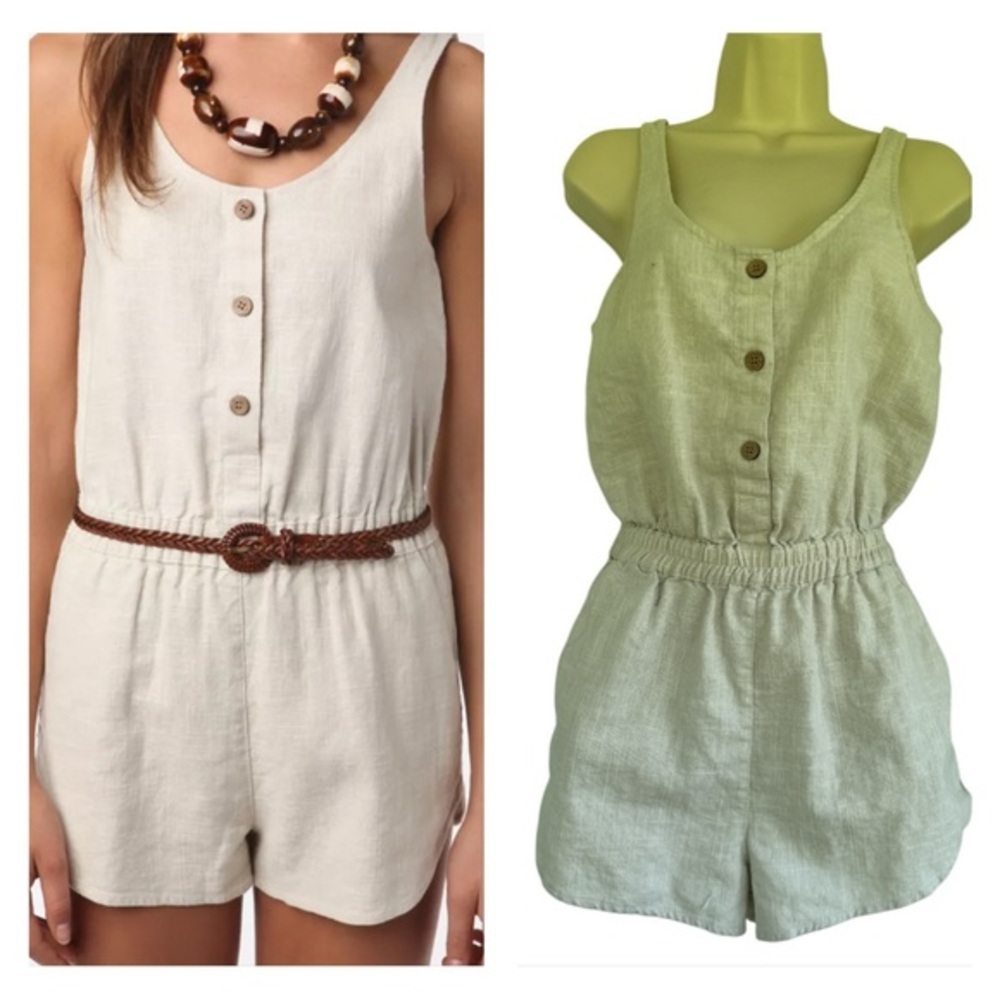 Urban outfitters Sparkle & Fade Cream Sleeveless Jumpsuit with Elastic Waist M